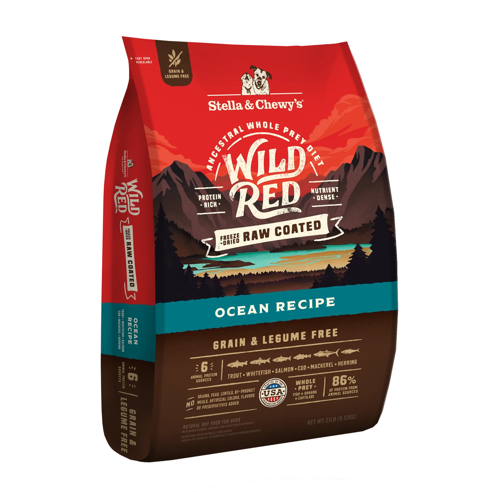 Stella & Chewy's Wild Red Raw Coated Grain & Legume Free Ocean Recipe Stella & Chewy's Wild Red Raw Coated Grain & Legume Free Ocean Recipe raw coated grain free kibble front