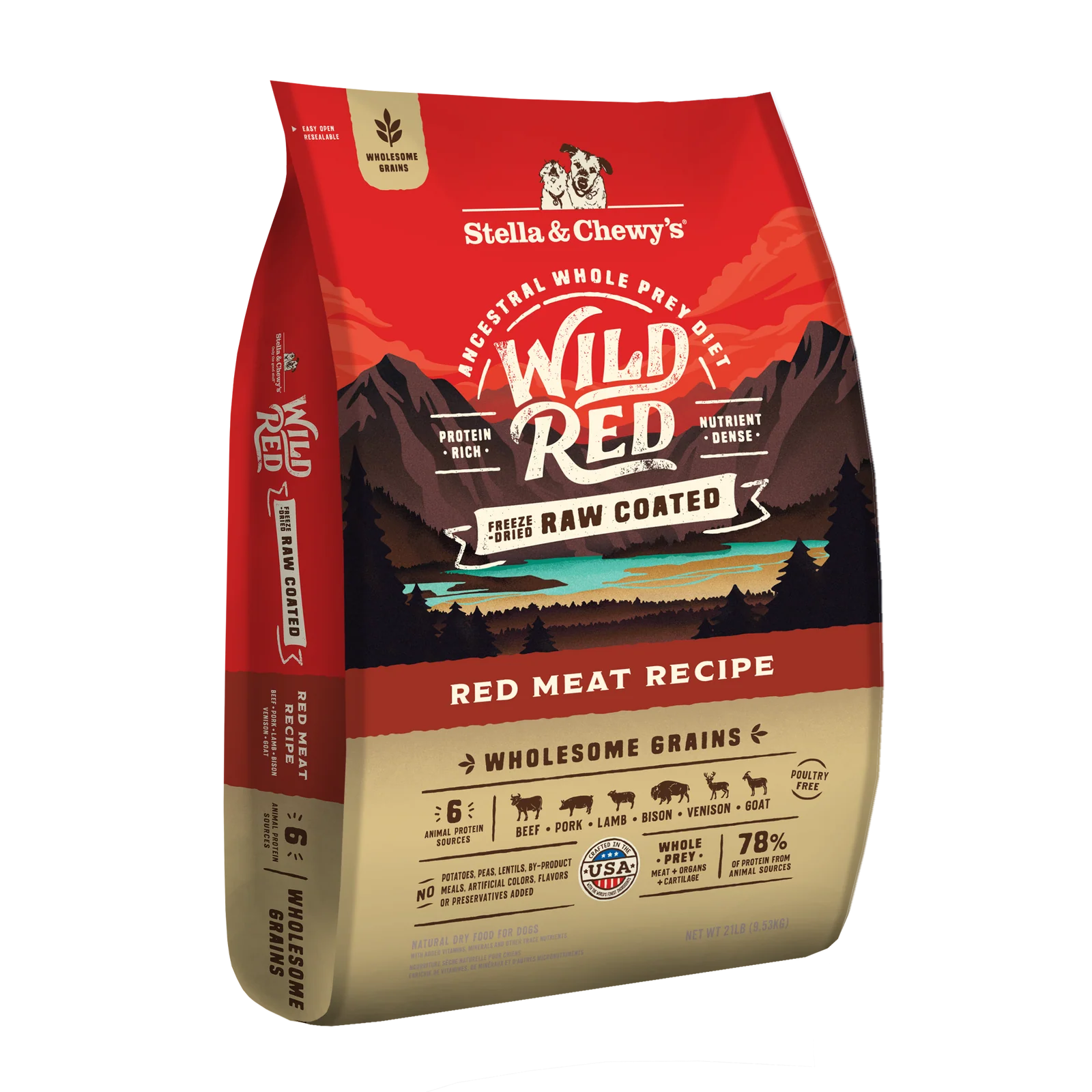Wild Red Raw Coated Wholesome Grains Red Meat Recipe Wild Red Raw Coated Wholesome Grains Red Meat Recipe kibble front