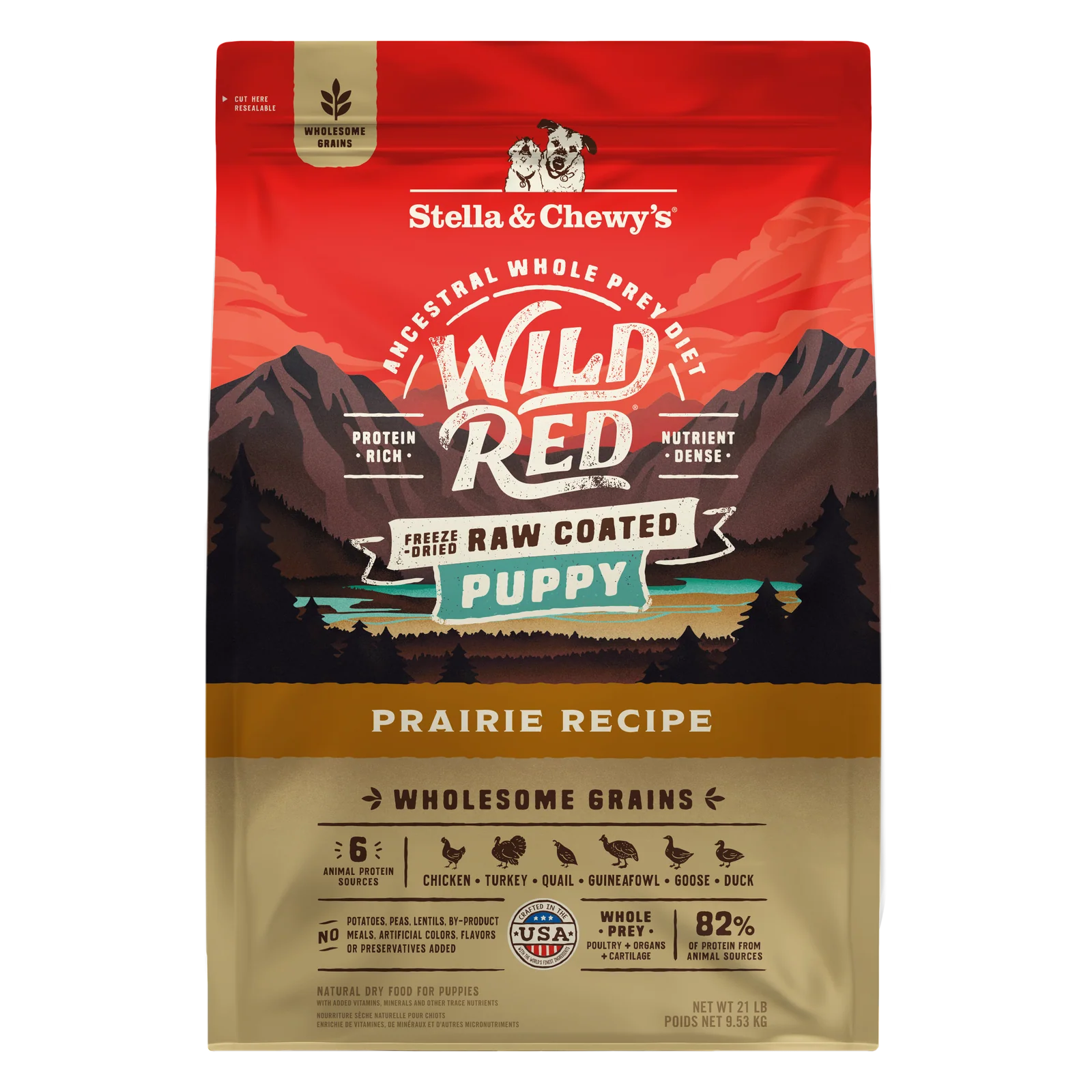 Wild Red Raw Coated Wholesome Grains Prairie Recipe for Puppies Wild Red Raw Coated Wholesome Grains Prairie Recipe for Puppies raw coated grain food front
