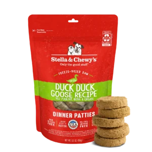 Stella & Chewy's Duck Duck Goose freeze-dried raw dinner patties raw dog food front