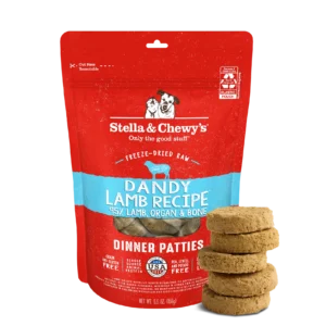 Stella & Chewy's Dandy Lamb freeze-dried raw dinner patties raw dog food front view