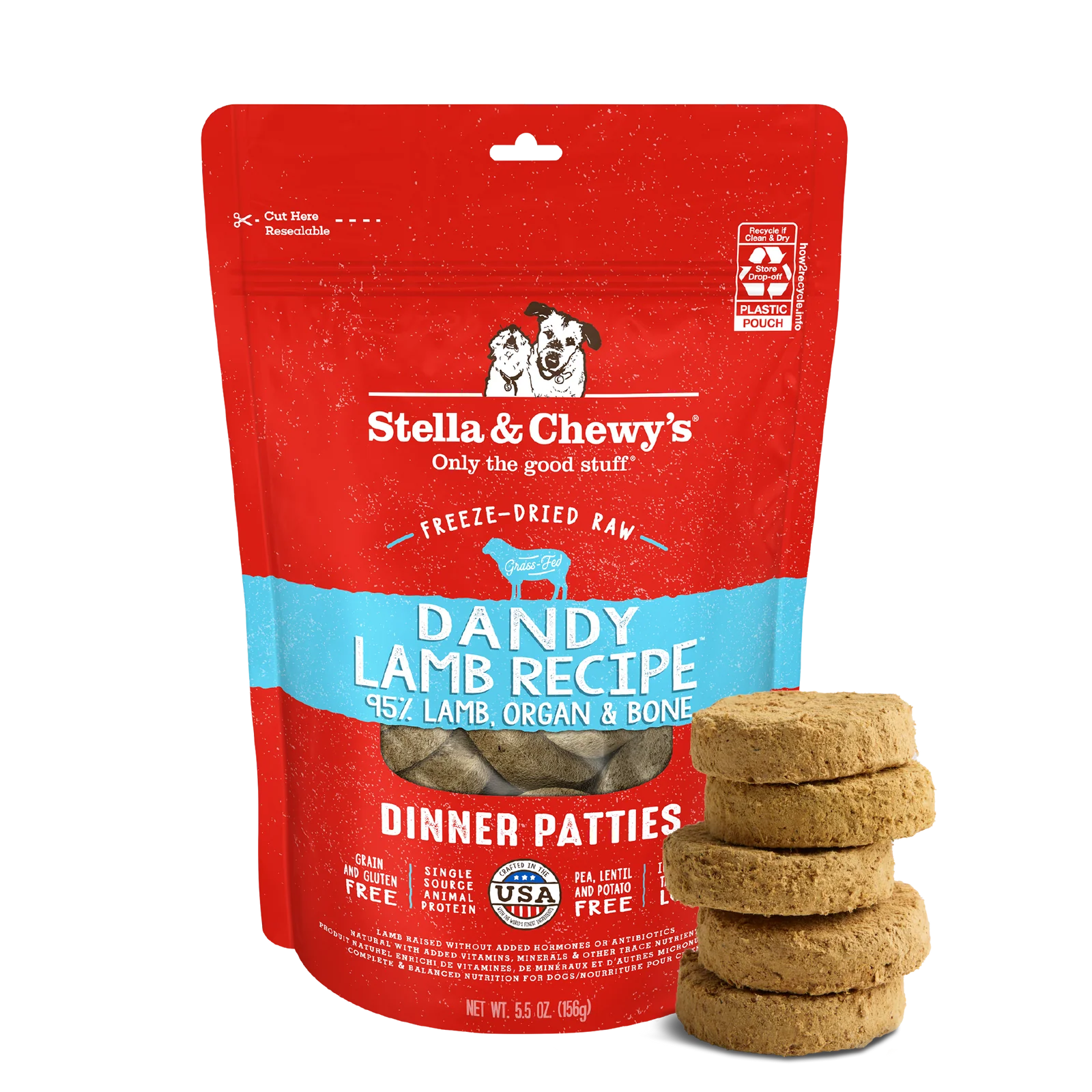 Stella & Chewy's Dandy Lamb freeze-dried raw dinner patties Stella & Chewy's Dandy Lamb freeze-dried raw dinner patties raw dog food front view