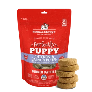 Stella & Chewy's puppy food — Chicken & Salmon freeze-dried raw dinner patties front view
