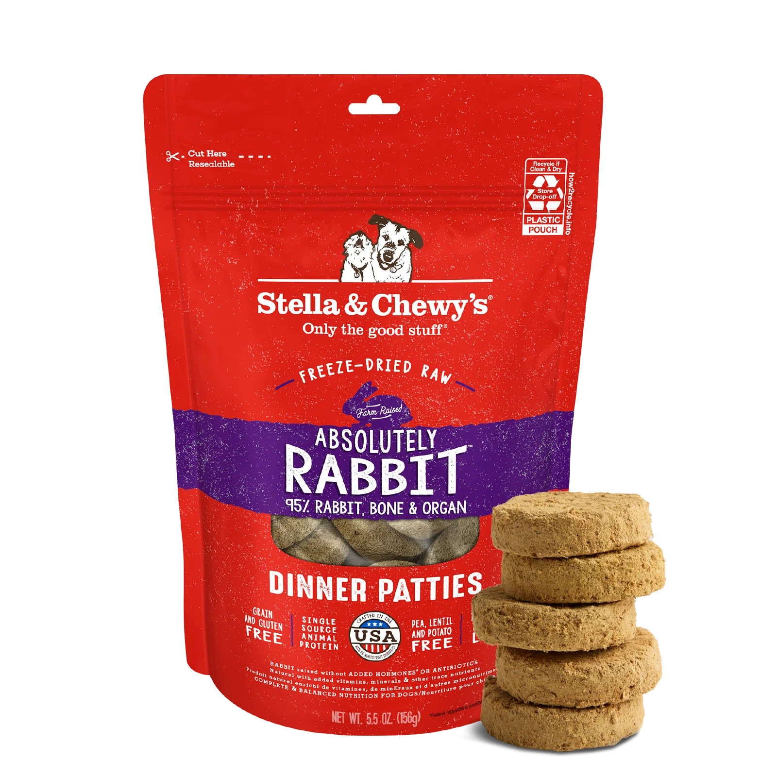 Stella & Chewy's Absolutely Rabbit freeze-dried raw dinner patties Stella & Chewy's Absolutely Rabbit freeze-dried raw dinner patties raw dog food front